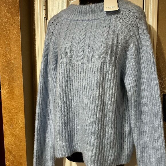 FRNCH Paris Sweater Frnch Paris Bow Back Cable Knit Sweater Size M L NWT - Picture 12 of 16